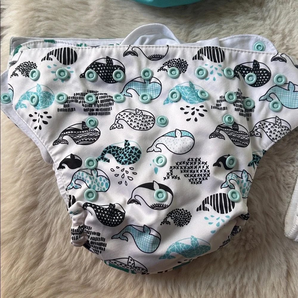 Adorable Elephant and Whale Diaper Covers Set